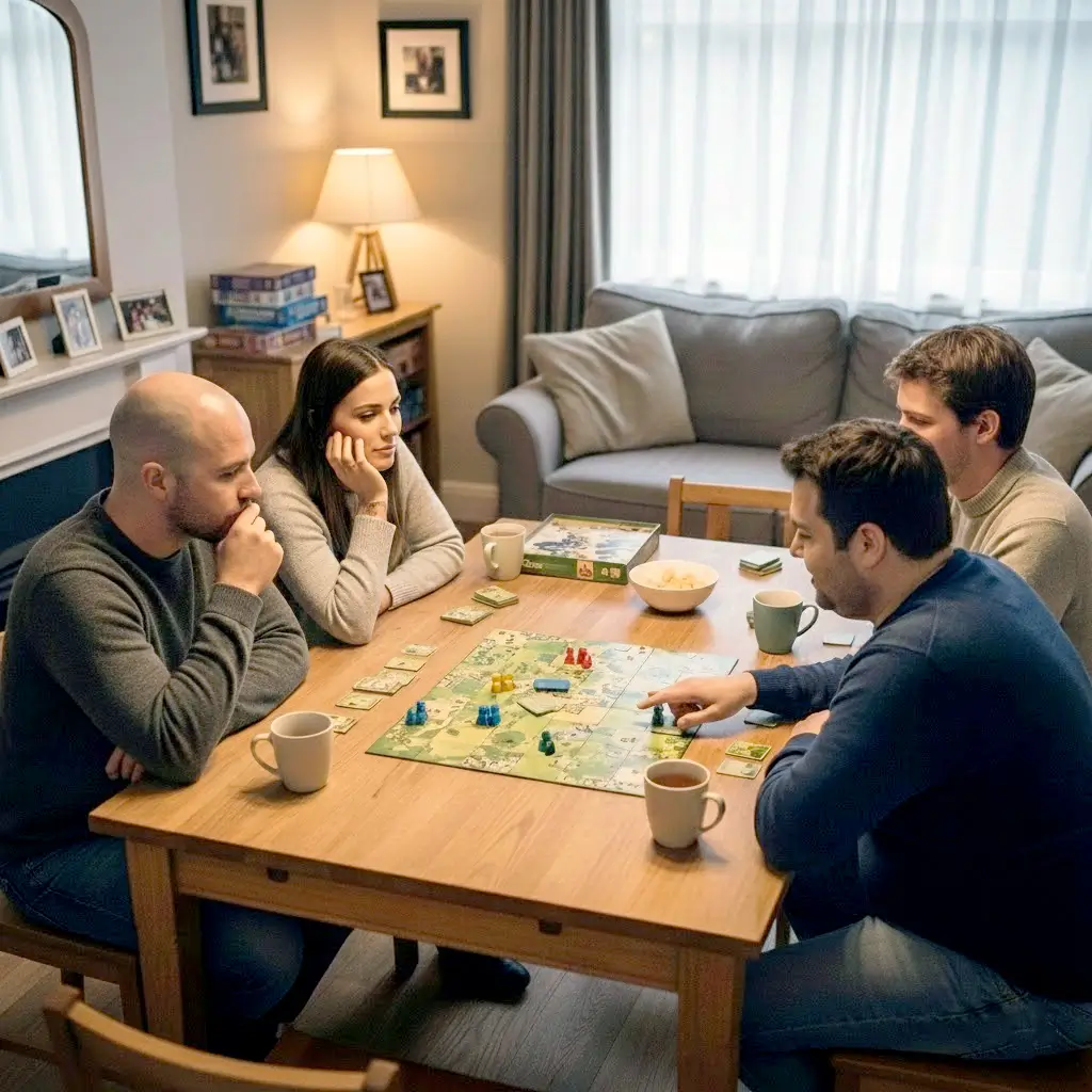 Tabletop gaming group playing a game