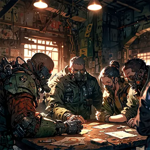 Tabletop gaming group playing a game