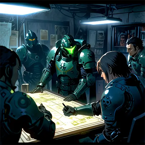 Tabletop gaming group playing a game